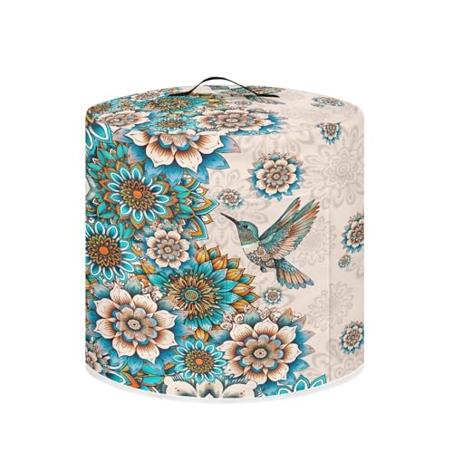 Image of Cozeyat Boho Floral Hummingbrid Air Fryer Cover Dust Cover, Round Protective Cover Bag with 2 Pocket and Handle for Electric Pressure Cooker /rice Cooker