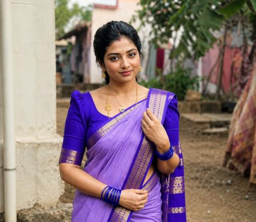 Image of Women's Kanjivaram Cotton Silk Saree South Indian Paithani Sari | gadwal cotton sarees with Zari Border and Blouse Piece - Suitable For All Indian Occasions and Festivals 191