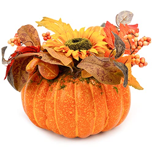 FUTUREPLUSX 21,6 cm künstlicher Kürbis, künstliches Gemüse, großer künstlicher Kürbis für Ernte, Bauernhaus, Herbst, Tisch, Halloween, Erntedankfest Cover