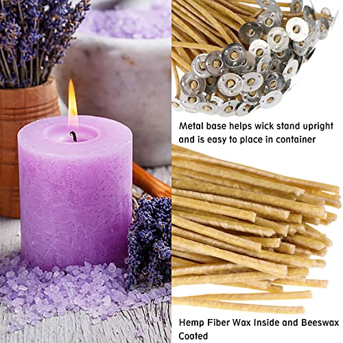 100 Pcs Candle Wick Kit 3/5 Inch Thick Hemp Wicks With Wick Holders, Pre-Waxed By 100% Beeswax & Tabbed, Wicks For Candle Making (5 Inch) #TOP2