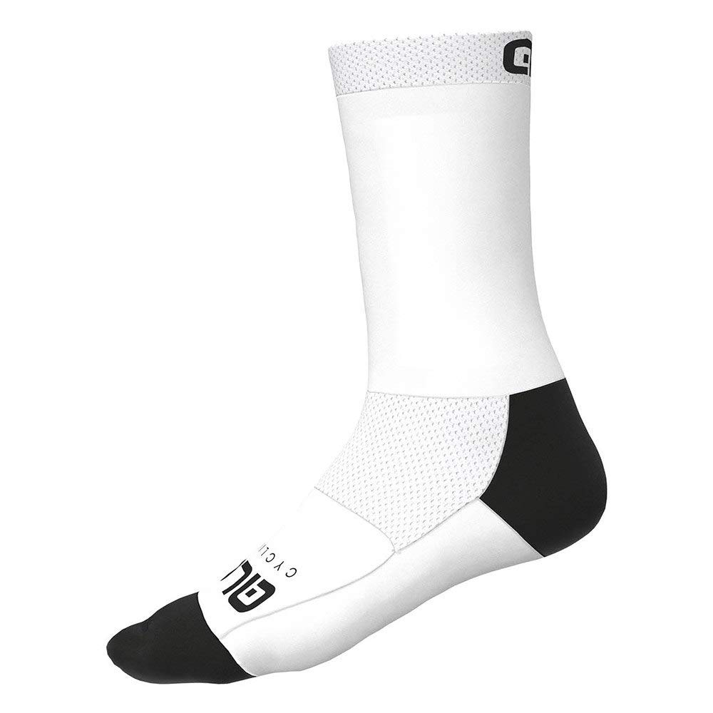 Alé Cycling Unisex Team Q-Skin 18cm Cycling Socks, White, Large (EU 44-47)