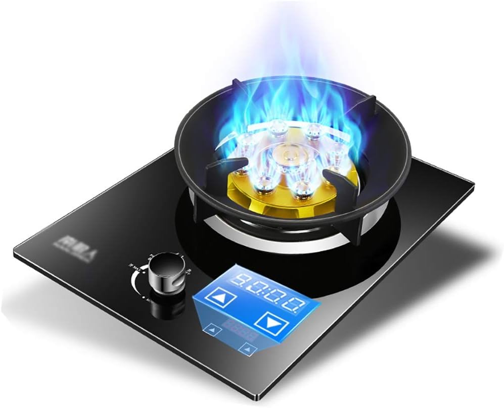 Gas Stove Gas Built In Gas Cooktop 5.2Kw Glass Cooker Hob Single Burner With Flame Failure Protection And Nine Cavity Fierce Fire (B NG) (B LPG)