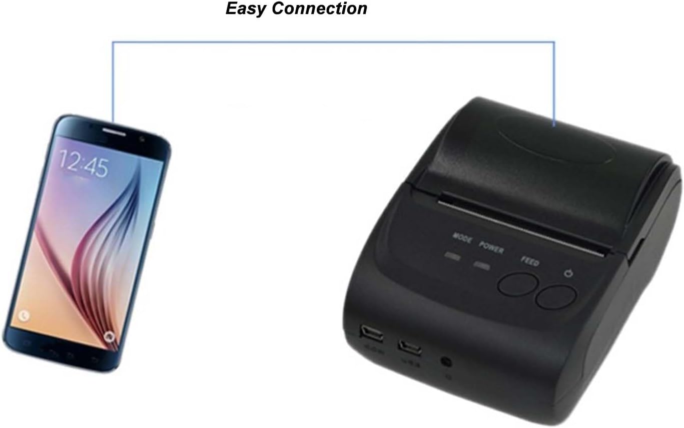 GOWENIC USB Receipt Printer, 58mm Shipping Label Printer with 1500mAh Battery Portable Bill Printer for Restaurant Logistics (US Plug)