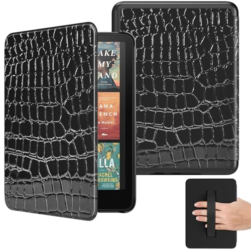 MoKo Custodia Compatibile con 7 Ebook Reader(12a Gen-2024), Custodia Leggera con Cinghia Auto Wake/Sleep per Ebook Reader,Non per TCL Remarkable Kobo, Coccodrillo Nero