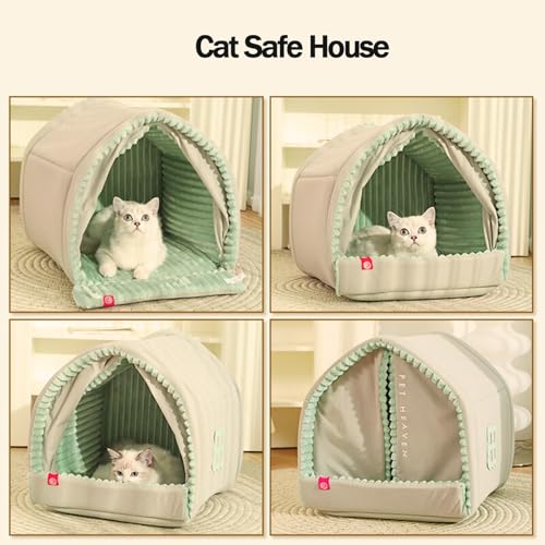 Yinghesheng Hundehöhle Hundehütte Indoor mit Rahmen, Zusammenklappbare Hundezelt, Hundehöhle Kuschelhöhle Katzenbett Hundebett Kleine Hunde,56x51x51cm