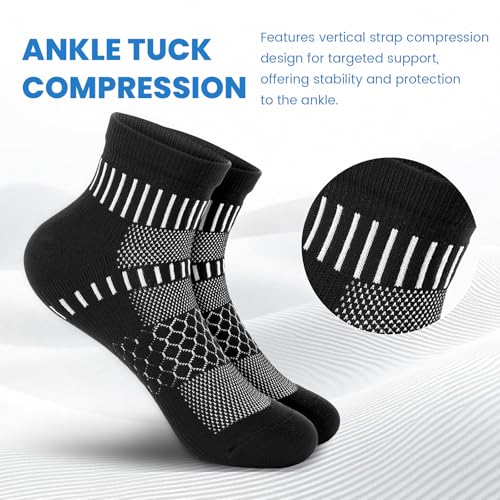 IRAMY Ankle Compression Socks for Men Women Cushioned Running Athletic Socks Plantar Fasciitis Relief 2/4/6 Pairs3