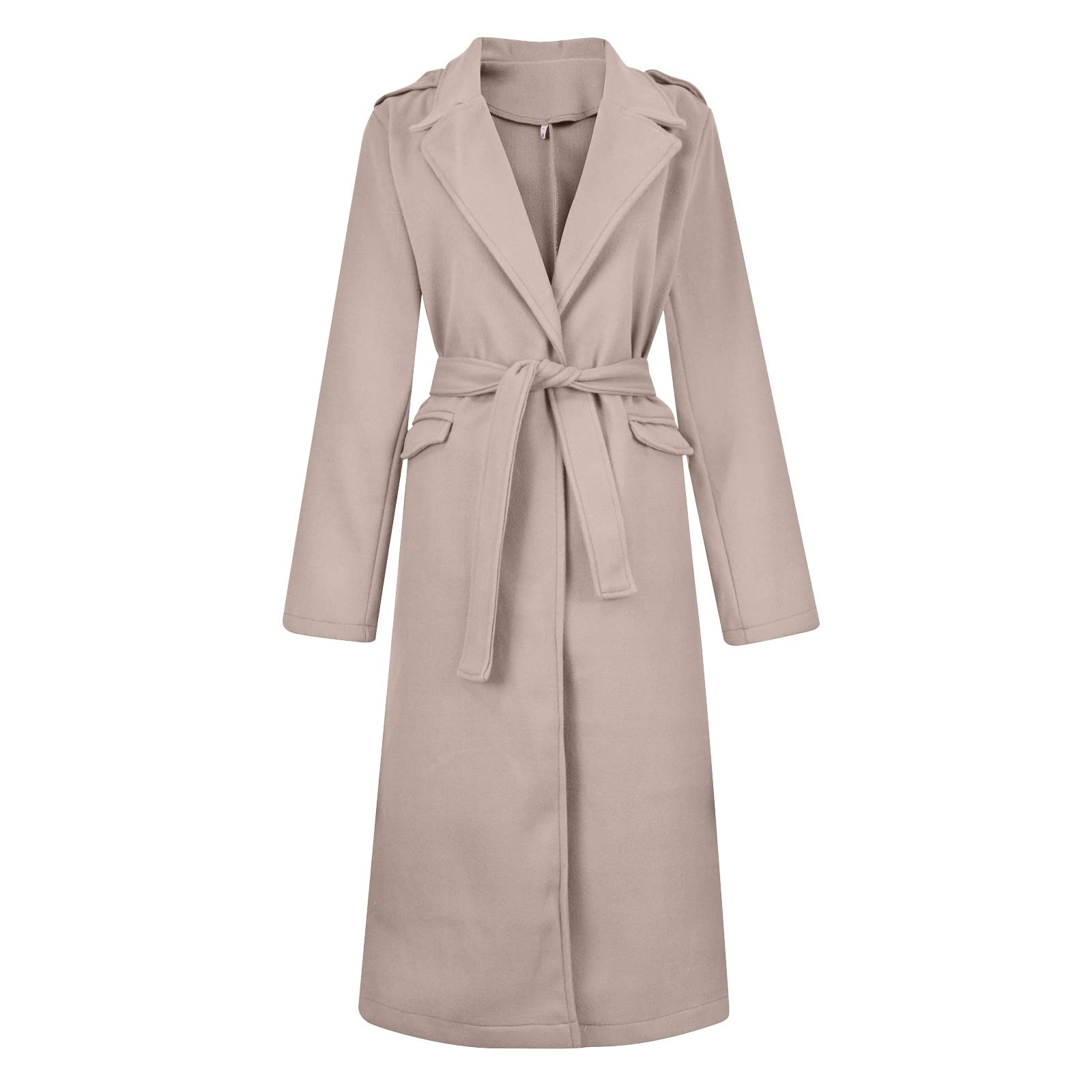 Trenchcoat Revers Herbstjacke Business Langarm Casual Büro Frauen Longblazer Winter Warm Damenmantel Longjacke