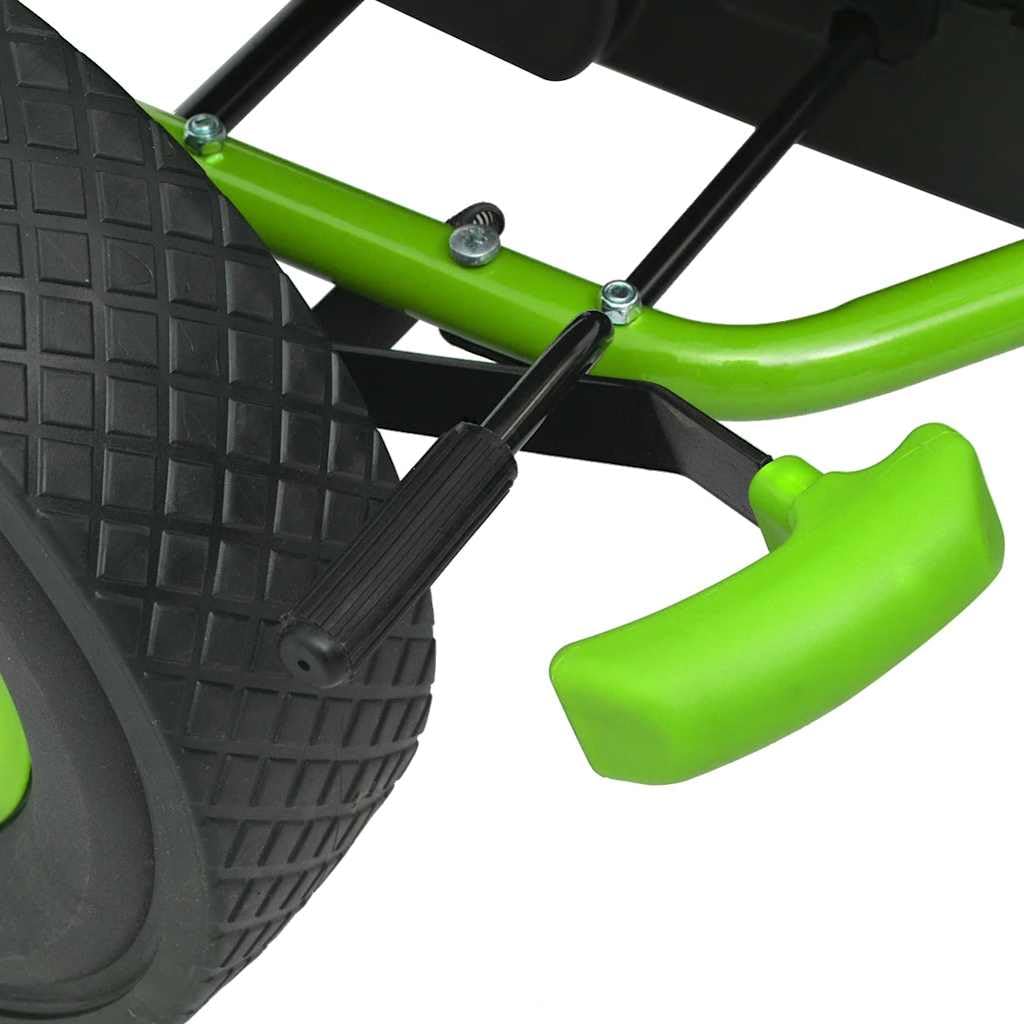 Pedal Go-Kart mit verstellbarem Sitz Grün, Kinderfahrzeug aus PP PVC Eisen, 96 x 56 x 60 cm, bis 30 kg, Pendelachse und Umschalt Freilauf für draußen und Garten