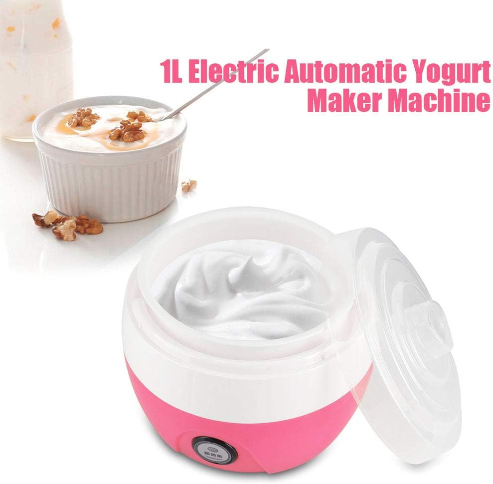 Automatic Electric Yogurt Maker, 220V Home Organic Yogurt Machine with Plastic Containers for Custom Flavor & Thickness, Pink