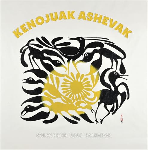 Wall Calendar 2026, Kenojuak Ashevak Art, 12 Months, Large Grid Design Featuring 12 Artworks (English and French Edition)