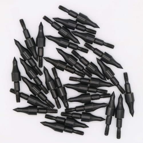 Hanjiaoni 30 Pcs Black Screw-In Archery Arrow Tip Points Standard Arrowheads Inserts For Arrows, Crossbow, Target Field Point Practice, 100 Grain Each #TOP4