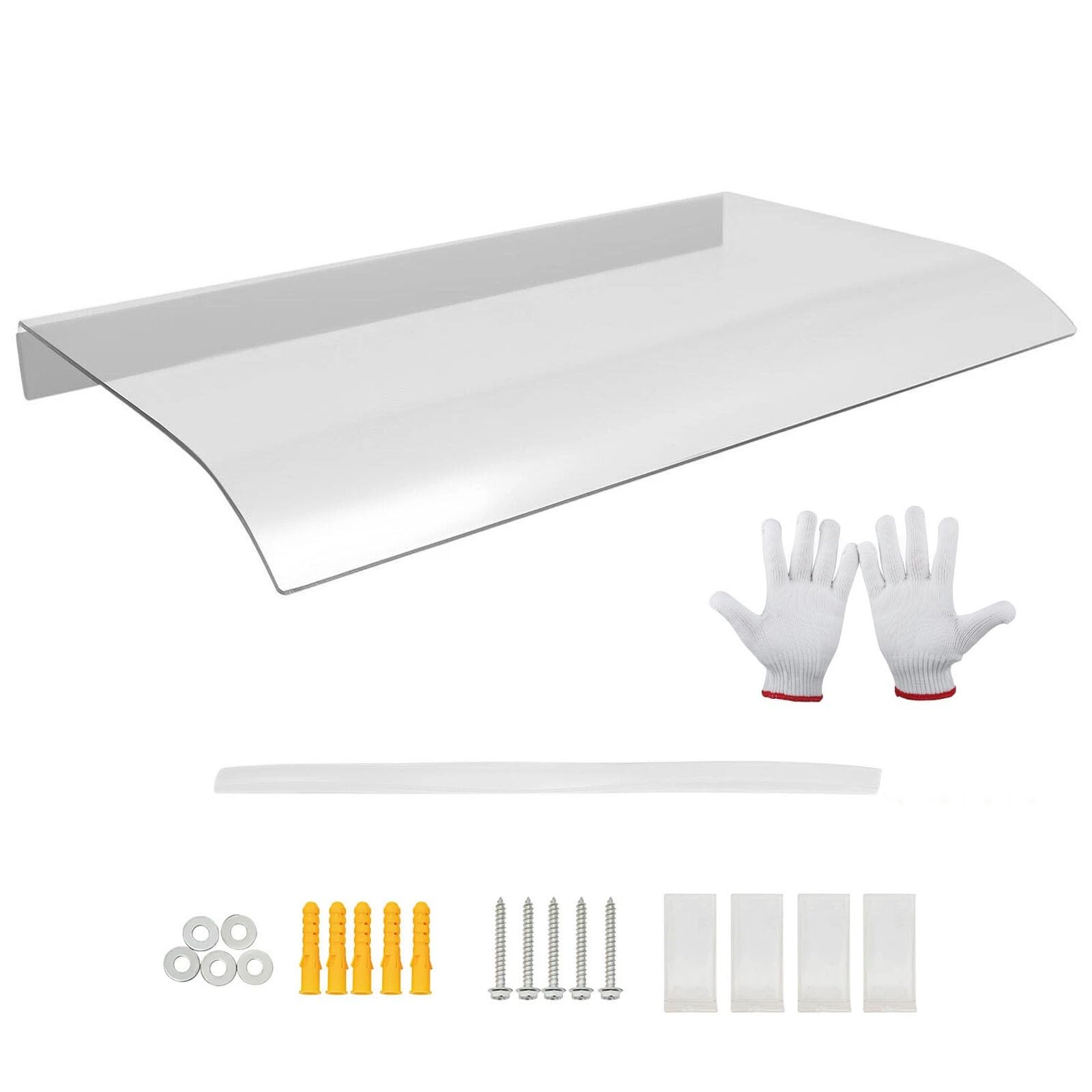 Auvent de pluie transparent 40x440 cm pour porte d'entrée et porche de jardin
