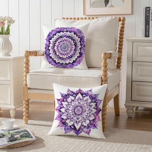 Housse coussin 80x80cm imperméable anti tache en velours violet lavable - 4