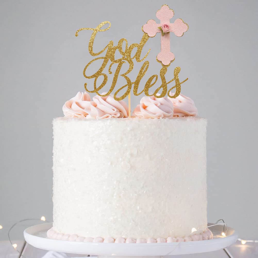 Buy Girl God Bless Cake Topper Baptism Cake Topper with Cross