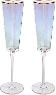 TANG SONG Set of 2 Heart Shaped Top of The Cup Elegant Wedding Champagne Glass Set for Parties Weddings Birthdays Anniversaries