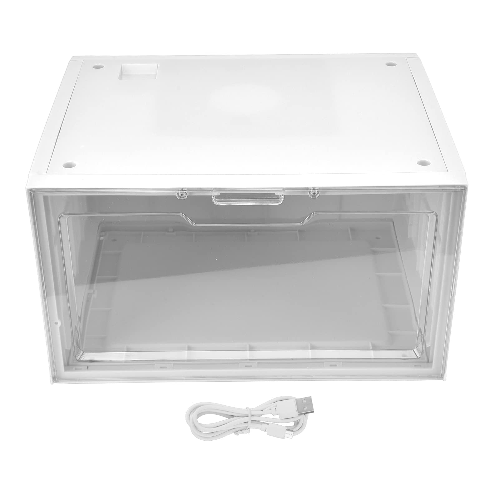 HEEPDD Custodia per Sneaker a LED con Controllo Vocale Custodia per Sneaker Impilabile con Porta Trasparente per la Casa (WHITE)
