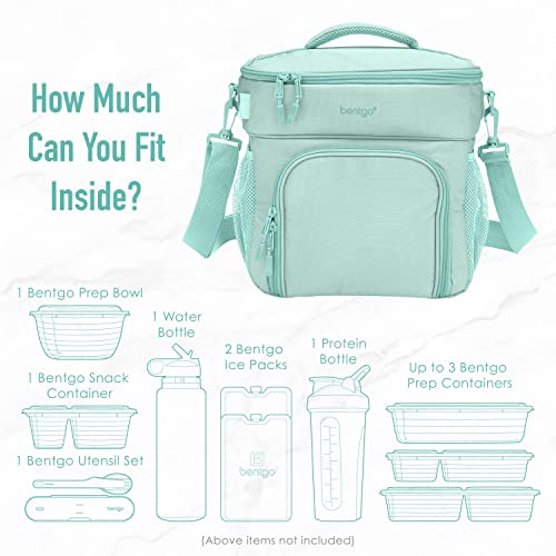 Bentgo® Prep Deluxe Multimeal Bag - Premium Insulation With Water-Resistant Exterior & Interior, Holds 5 Meals, Keeps Meals Warm Or Cool For Up To 8 Hrs - Great For All Day Meal Prep (Coastal Aqua) #TOP5