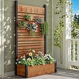 DWVO 72" H x 42" W Planter with Trellis,Outdoor Privacy Fence with Planter Wood Fence Panel, Privacy Wall Outdoor for Backyard, Patio,1 Panel, Brown