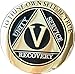 Recoverychip 5 Year AA Medallion Elegant Black Gold Silver Bi-Plated Alcoholics Anonymous Chip