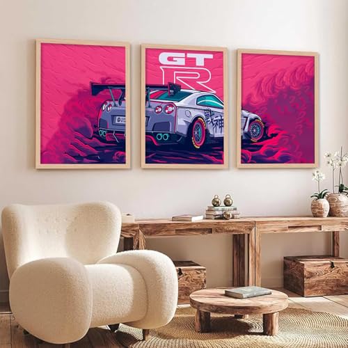 Image of TASVEE Car wall posters | set of 3 wall frames | posters for wall | Wall Decoration for Bedroom, Living Room & Office | Best Gift for Boys & Car Lovers (A6, LARGE 13X17, Framed)