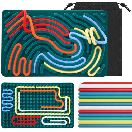 Silicone Sensory Activity Board, Double-Sided Fidget Toy for Stress Relief, Sensory Toys for Kids with ADHD & Autism, Montessori Travel Toy for Toddler 2 3 4+ Year Old