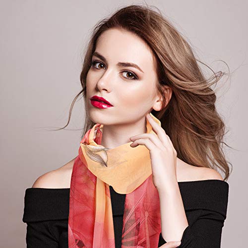 4 Pack Chiffon Scarf, Fashion Sheer Scarfs Lightweight Neck Scarf Shawl Wrap Scarves for Women Girls Ladies