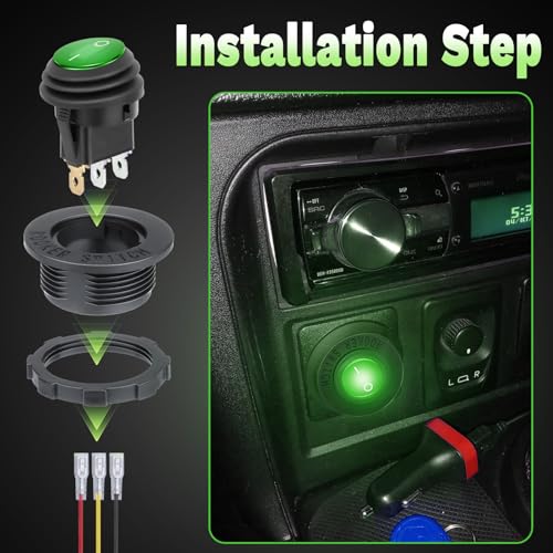 Image of BFXM Round Rocker Switch, Toggle Switch 12V, On Off Switch, SPST 3 Pin
