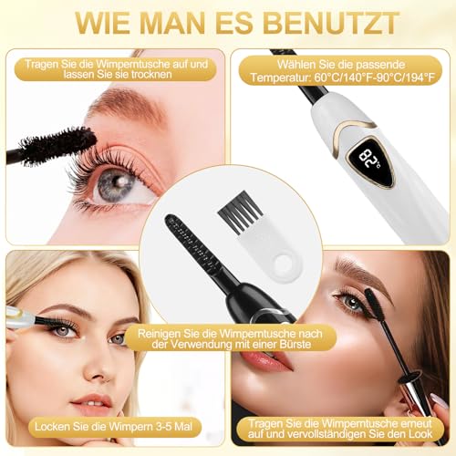 Heated Wimpern Curler Wimpernzange beheizbar, runpeak S600 beheizbare Wimpernzange mit präziser Temperaturregelung, Verbrühungsschutz & Auto-Off für langanhaltenden natürlichen Schwung