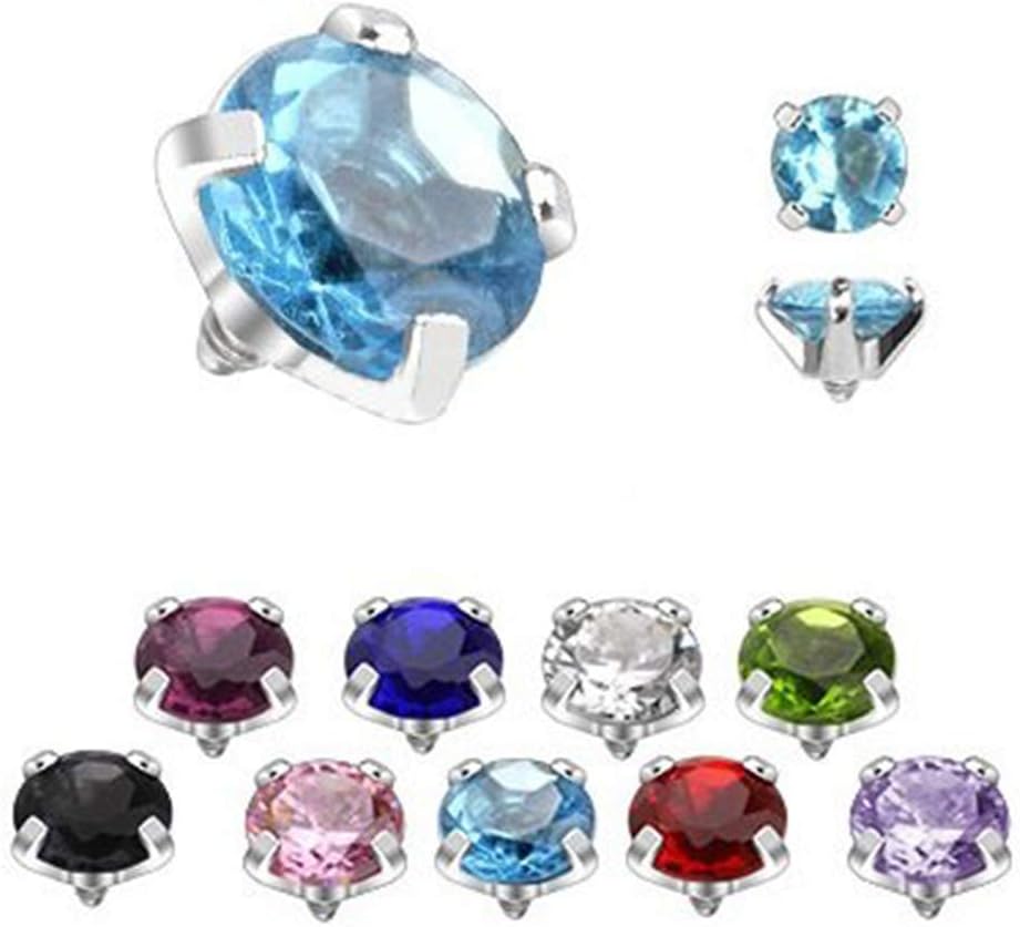 BodyJewelryOnline 90 Pcs of Assorted Color Prong Set Round Gem Dermal Top