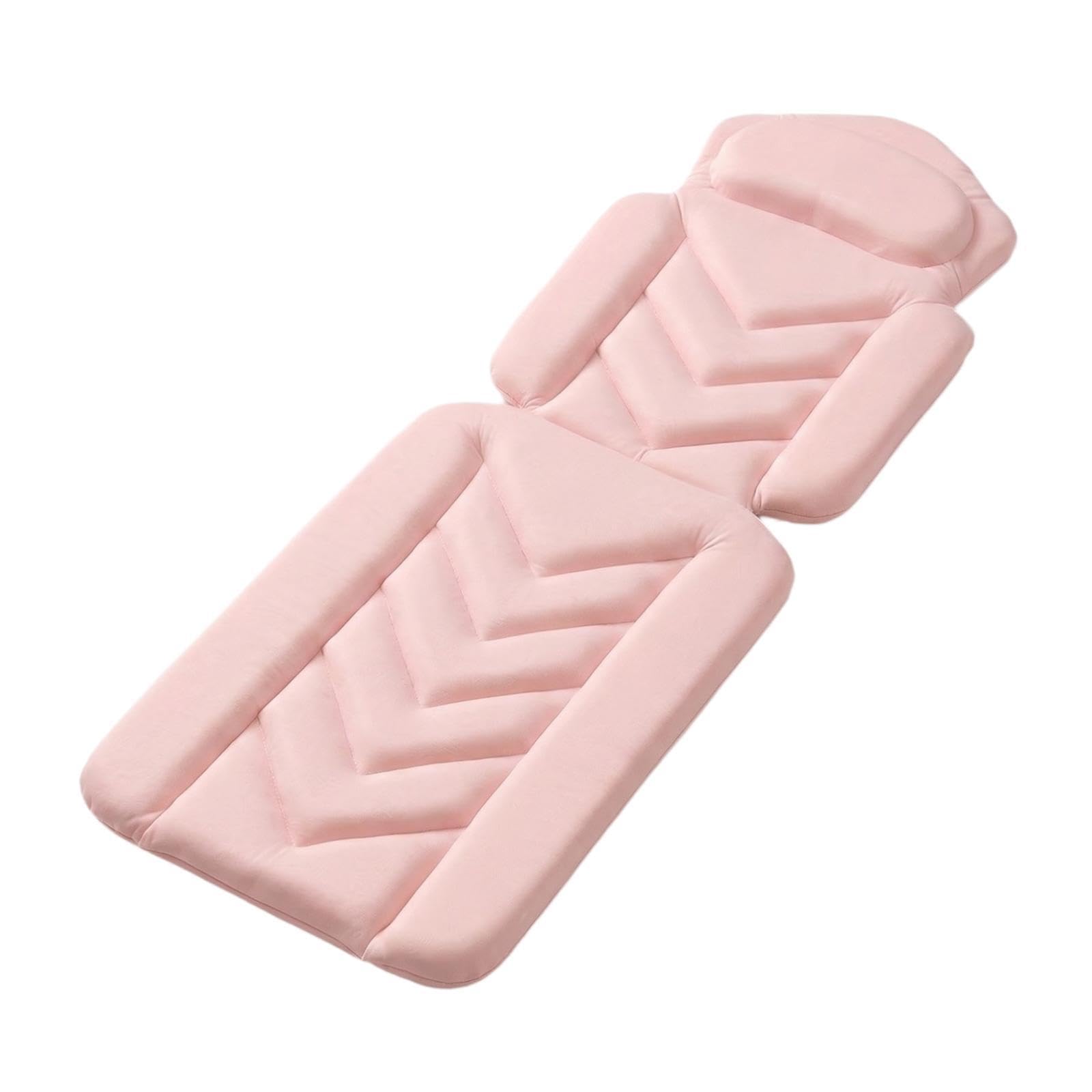 Tapis de Baignoire Antidérapant Adulte Coussin Intégré Respirante Polyester Ventouses Fixation Stable Lavable Confort Accessoires Baignoire, Rose