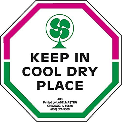 Étiquettes Keep in Cool Dry Labelmaster JR3 adhésives et carrées