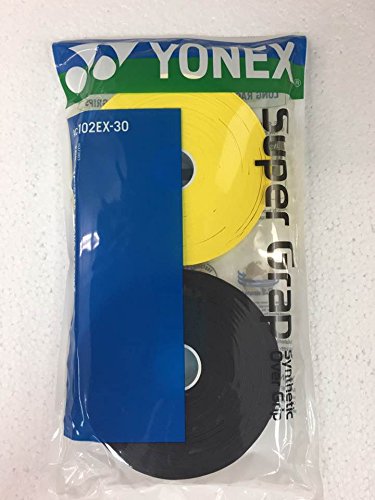YONEX Super GRAP Lot de 30 surgrips de raquette, noir/jaune