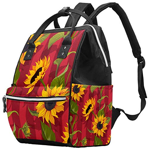 Wickeltasche für Mütter, multifunktional, Laptop-Rucksack, wasserdicht, für Reisen, Wickeltasche, Arzt, Schule, Tagesrucksack – Sonnenblume