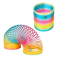 2pcs Rainbow Spring Toys, Large Multicolor Spring Rings, Classic Colored Neon Plastic Magic Toy, Novelty Puzzle, Great Gift/Fun Birthday Gift for Boys and Girls, Interesting and Attractive Toy, Easter
