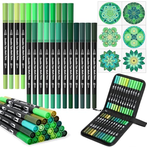 Planificador de dibujo y calendario ordenado con rotulador verde doble