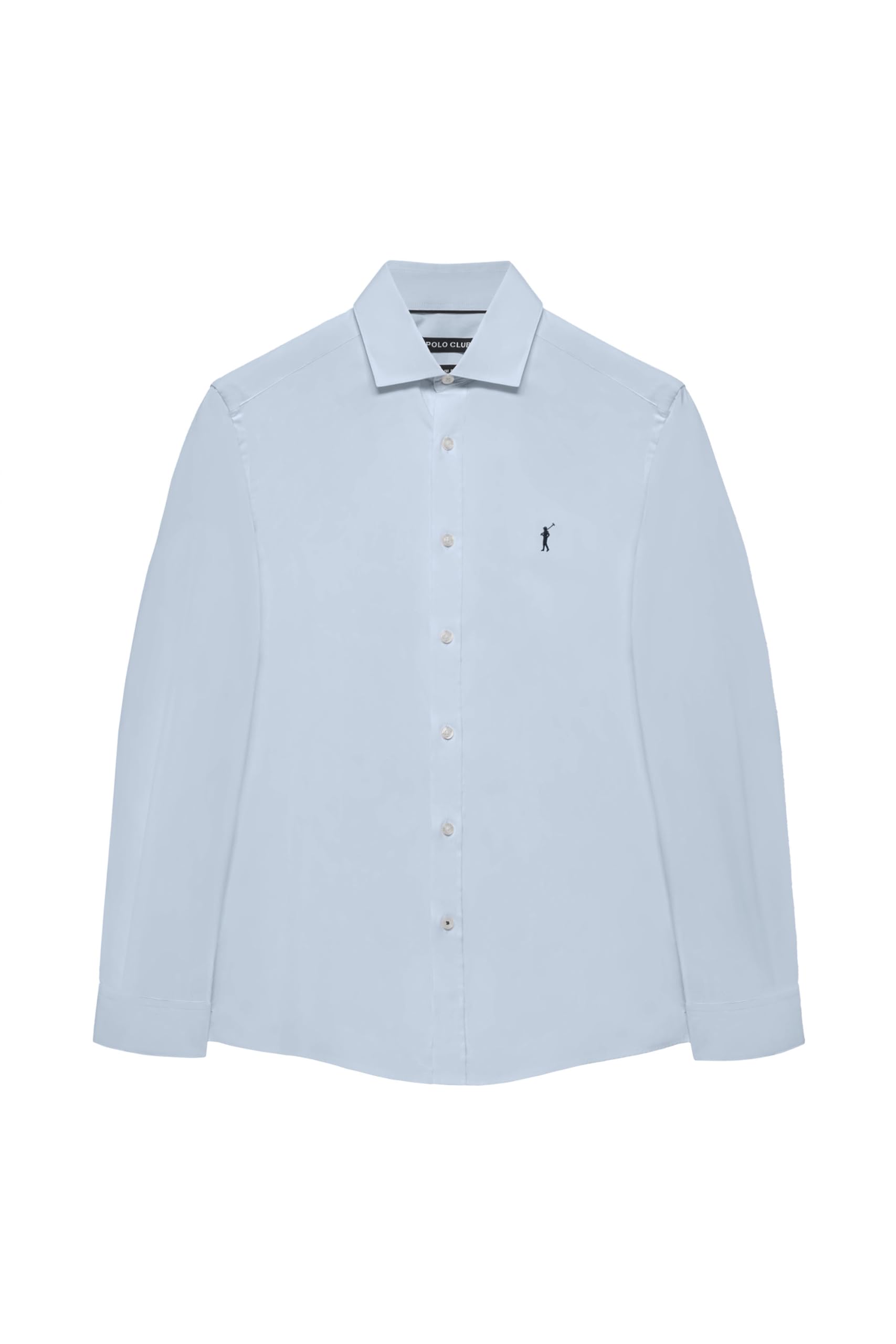 Polo Club Camicia Slim Popeline Uomo con Logo Ricamo 100% cotone