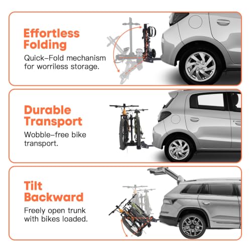 Image of CyberRack 300lbs Ebike Rack with Ramp for 2 Ebike | , Heavy Duty Foldable Electric Bike Racks for Tow Hitch Heavy Electric Bike Carrier, Up to 5-inch Fat Tire 2'' Receiver