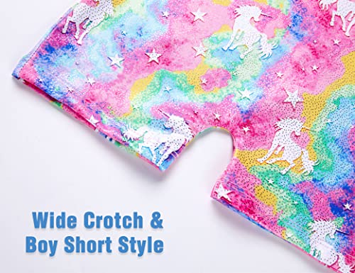 Image of TENVDA Leotards for Girls Gymnastics Kids Children Biketard With Shorts Sparkly Unicorn Dance Unitards(Multiple Colors)