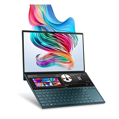 ASUS ZenBook Duo UX481 Laptop, 14” FHD NanoEdge Bezel Touch, Intel Core i7-10510U, GeForce MX250, 16GB RAM, 1TB PCIe SSD, Innovative ScreenPad Plus, Windows 10 Pro, Celestial Blue, UX481FL-XS74T