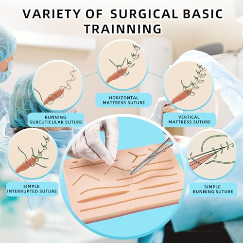 Image of HB Design Complete Suture Training Kit(30 Pieces),Include 3rd Generation Suture Pad with Pre-Cut Wounds,Suture Tools and Mixed Suture Thread with Needles for Students and Nurses Practicing