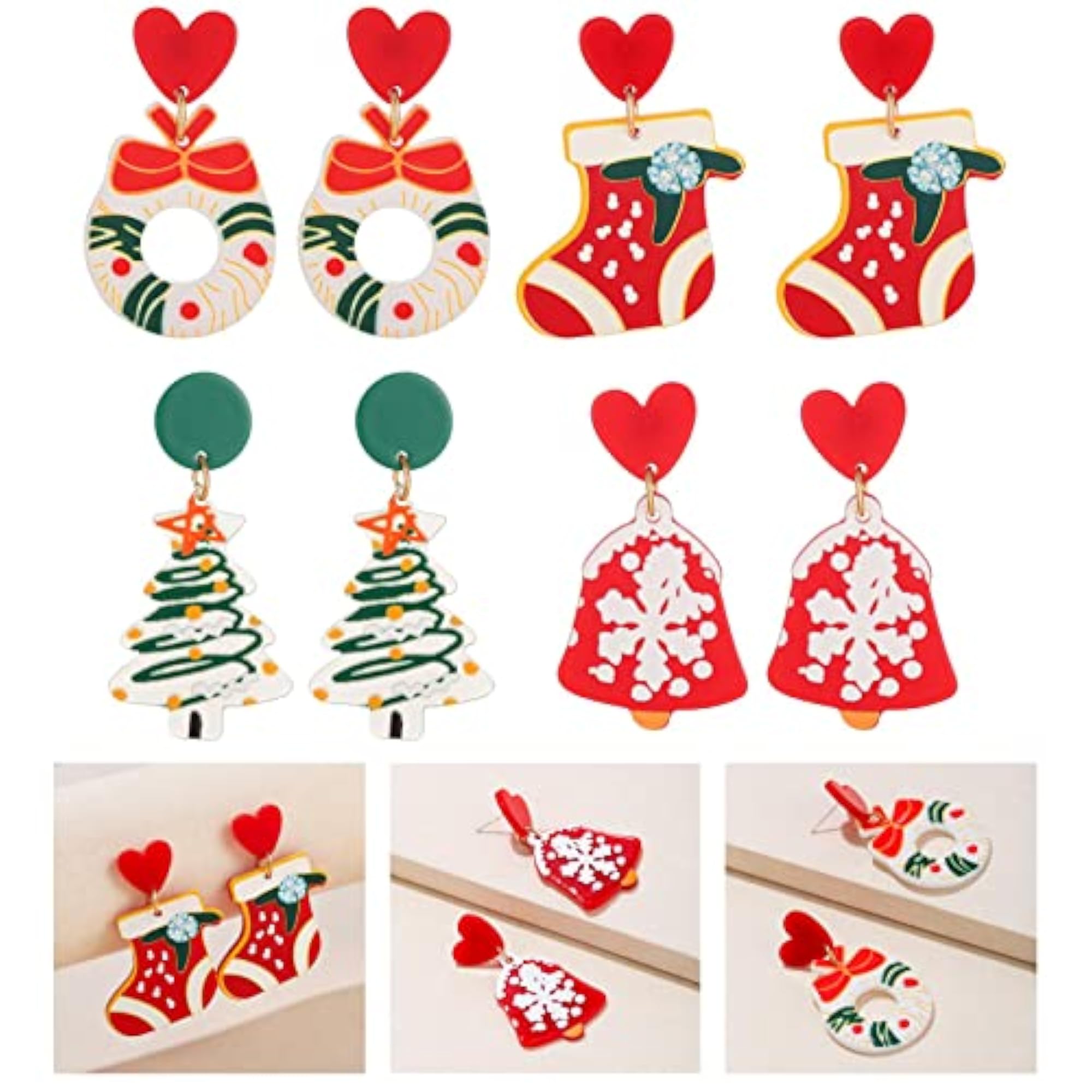 Christmas Bow Tree Earrings for Girls, Lightweight Holiday Jewelry