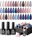 Beetles Kit de esmalte de uñas de gel de 23 piezas con capa superior mate brillante y capa base Colección nocturna para...