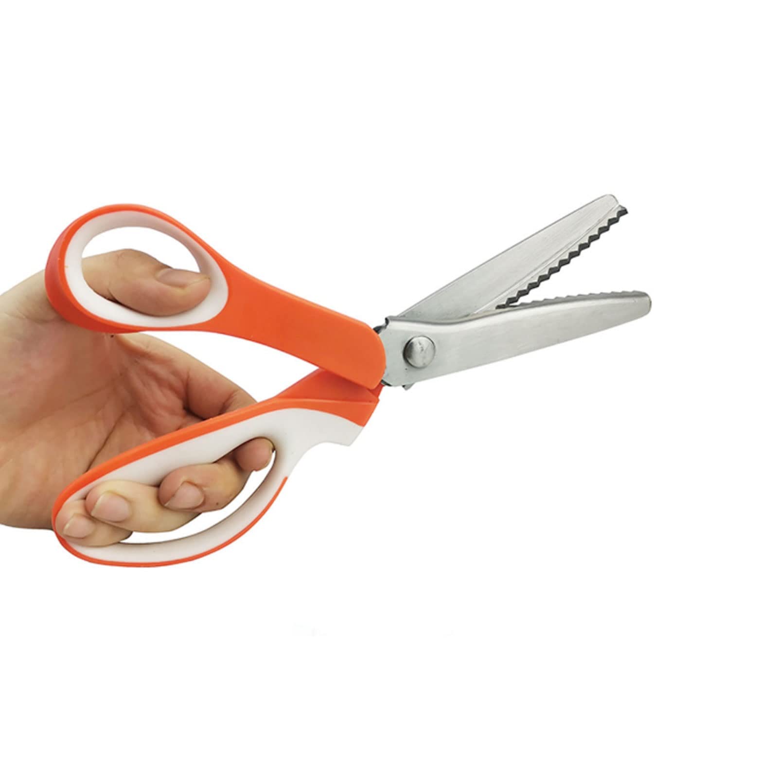 Ciseaux de cuisine Crush Ciseaux Triangle/Dents rondes Coupe Couture Tailleur Cuir Artisanat Tissu Couture Processus Ciseaux (Orange blanc)
