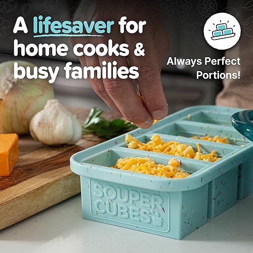 Image of Souper Cubes 1 Cup Silicone Freezer Trays with Lids, Sprinkles, 2-Pack | 100% Platinum-Cured Soup Cubes, Oven and Microwave Safe, Perfect for Freezing Soup, Rice, Protein, Grains and More