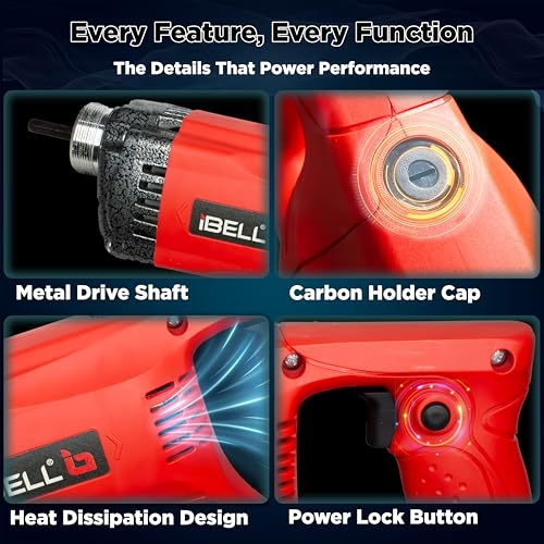 Image of iBELL IBLCV50-81 Concrete Vibrator, 1050W, Copper Armature, 5000 RPM, 35mm Needle, 150Hz Vibration Frequency, 0.9m Amplitude, with 1.5m Rod | Portable Construction Tool for RCC, Slab & Beam
