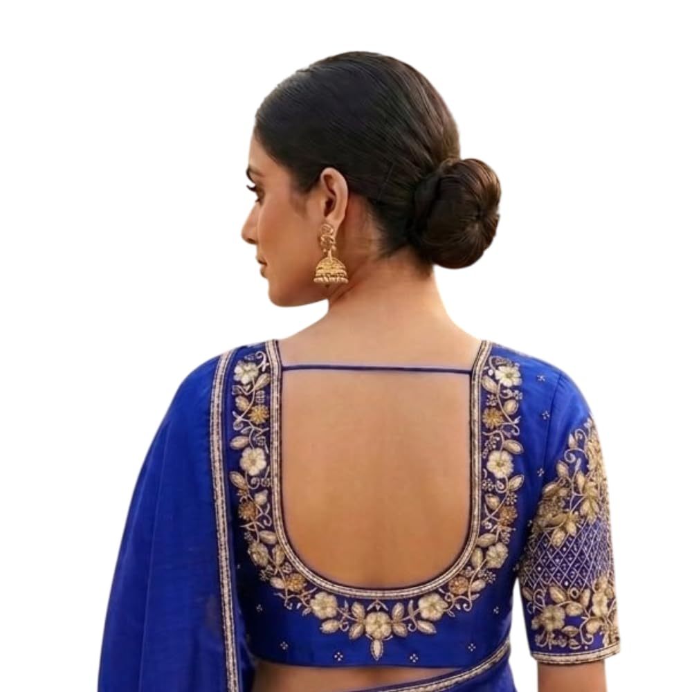 Women’s Art Silk Blouse Piece Fabric | Embroidered Designer Unstitched Blouse Material | Traditional Ethnic Wear Sewing Fabric for Saree Blouse-image-29
