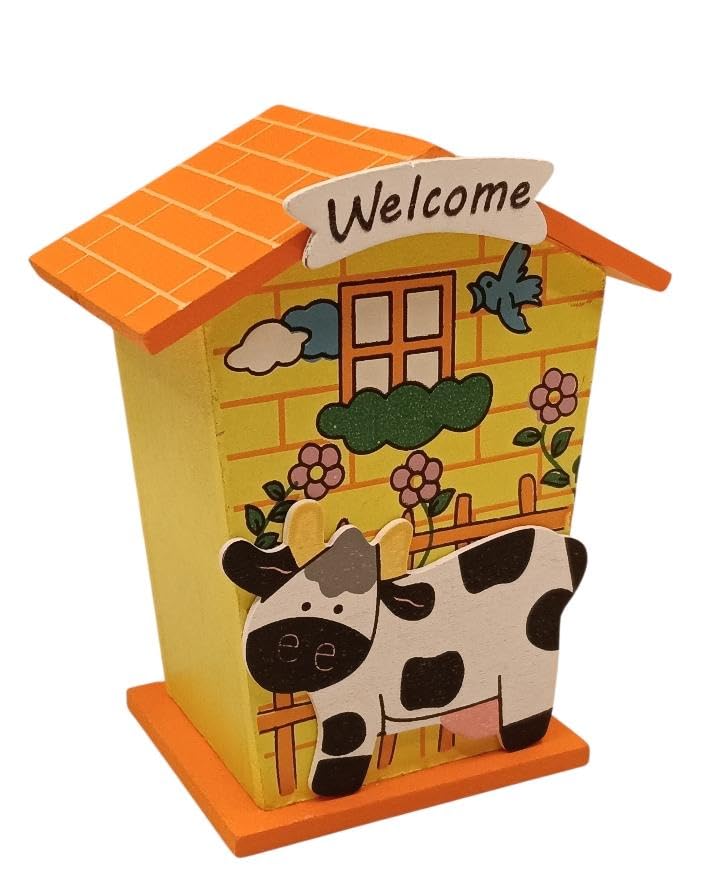 Whimsical Farmhouse-Style Wooden Money Bank (Welcome Design)-image-4