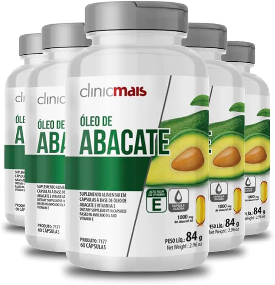 Kit 5 Óleo de Abacate Clinic Mais 60 Cápsulas 1000mg 84g