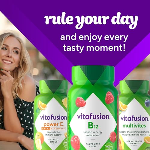 Vitafusion Vitamin B12 1000 mcg Per 2 Gummies | 60 Gummy Vitamins | for Adult Women & Men Energy | Yummy Raspberry Flavor | Gluten Free Supplement - image 9