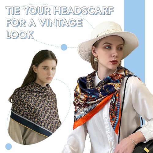 3Pcs Large Square Satin Head Scarf - 35" Satin Hair Scarves Silk Bandana Headscarf Silk Feeling Scarf for Women3